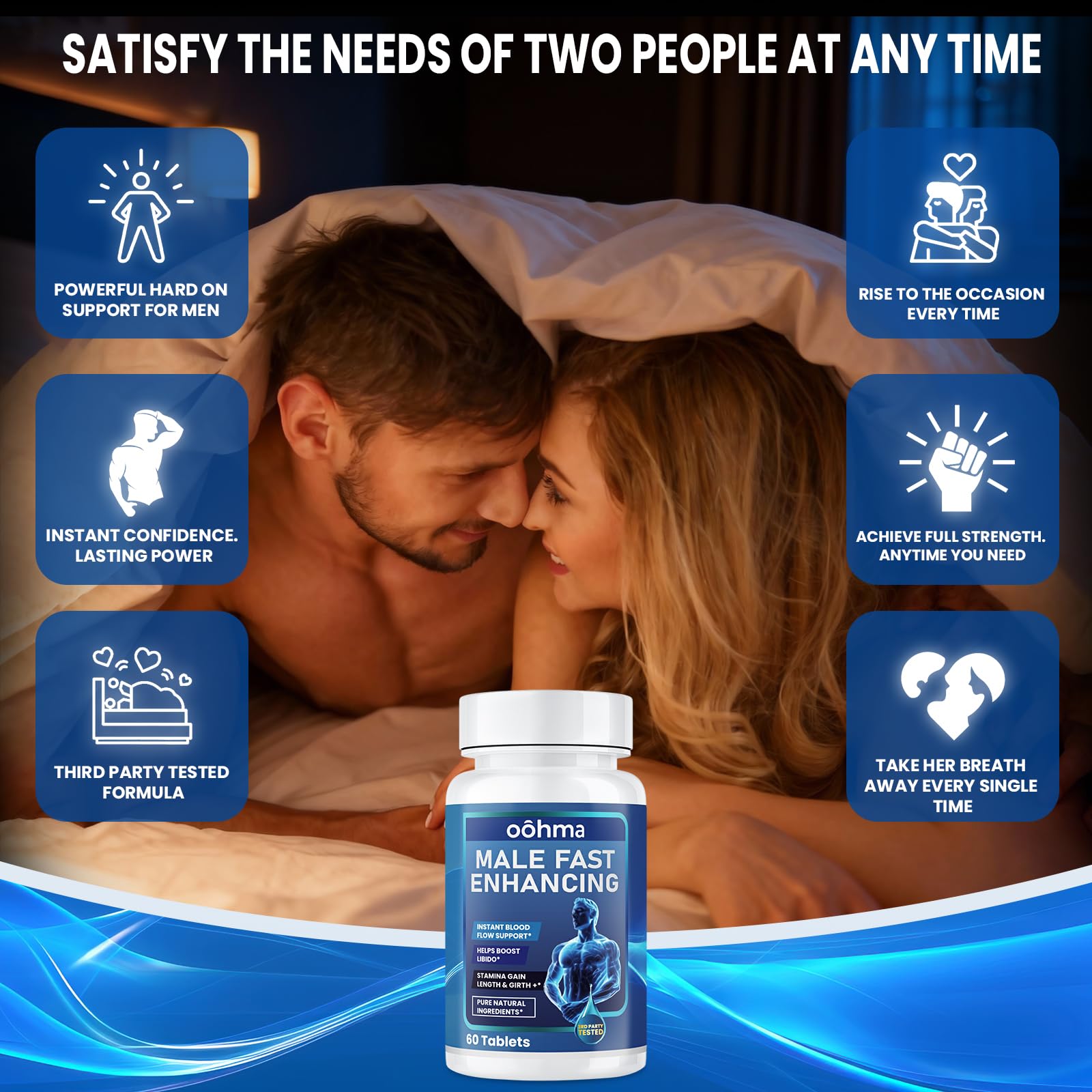 Oohma New Male Enhancing Supplement, Designed to be Fast Acting for Blood Flow to Gain Length & Girth + Stamina, Maca, Epimedium, and Other Natural Ingredients, 3rd Party Tested Supplement 60 Tablets - Maple Wellness Supplements