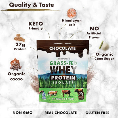 Opportuniteas Chocolate & Vanilla Whey Protein Powder Bundle - Grass Fed Whey Isolate - Maple Wellness Supplements