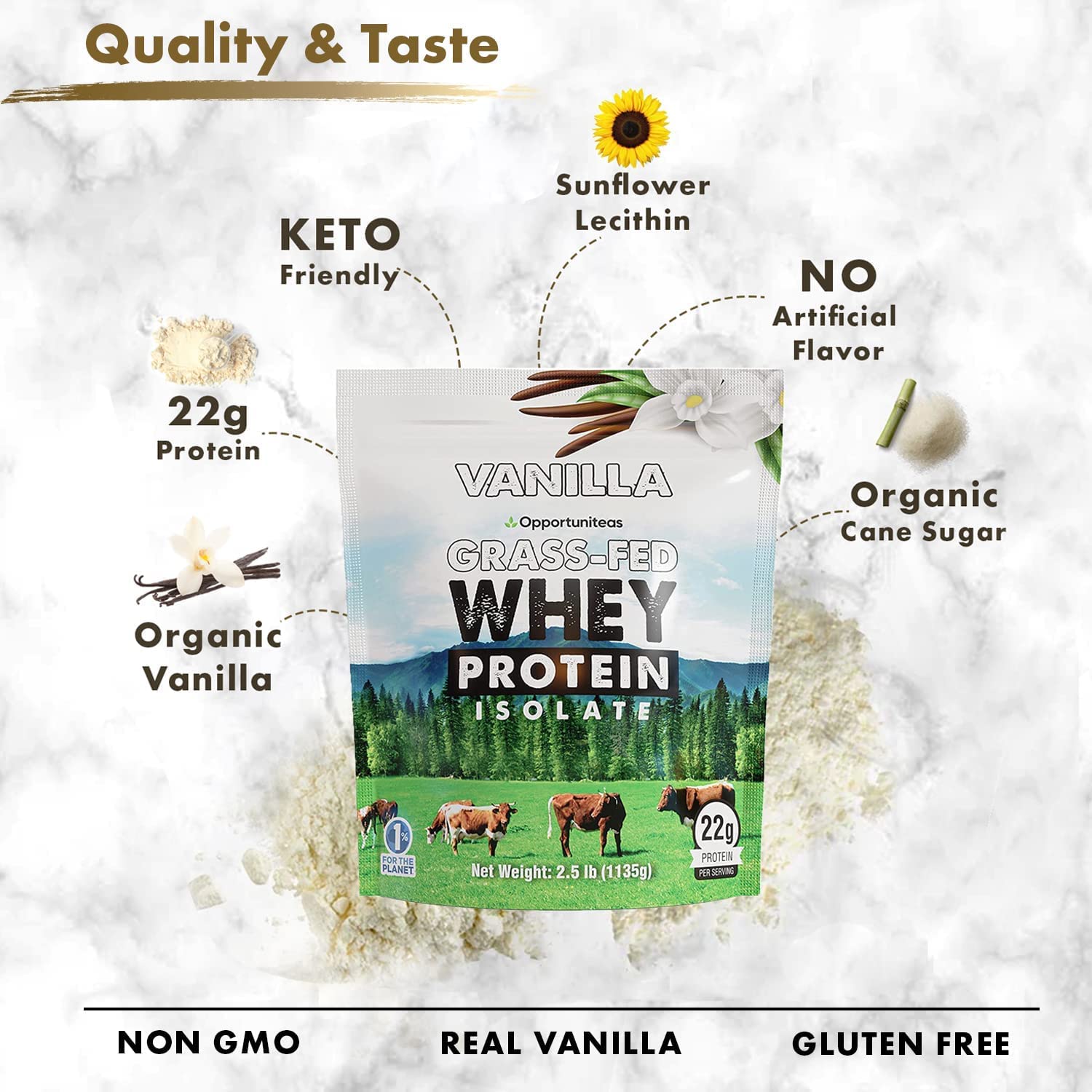 Opportuniteas Chocolate & Vanilla Whey Protein Powder Bundle - Grass Fed Whey Isolate - Maple Wellness Supplements