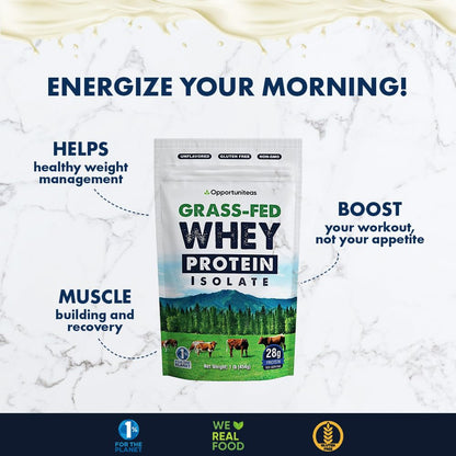 Opportuniteas Grass Fed Whey Protein Isolate Powder - Unflavored Whey Protein Isolate - Maple Wellness Supplements