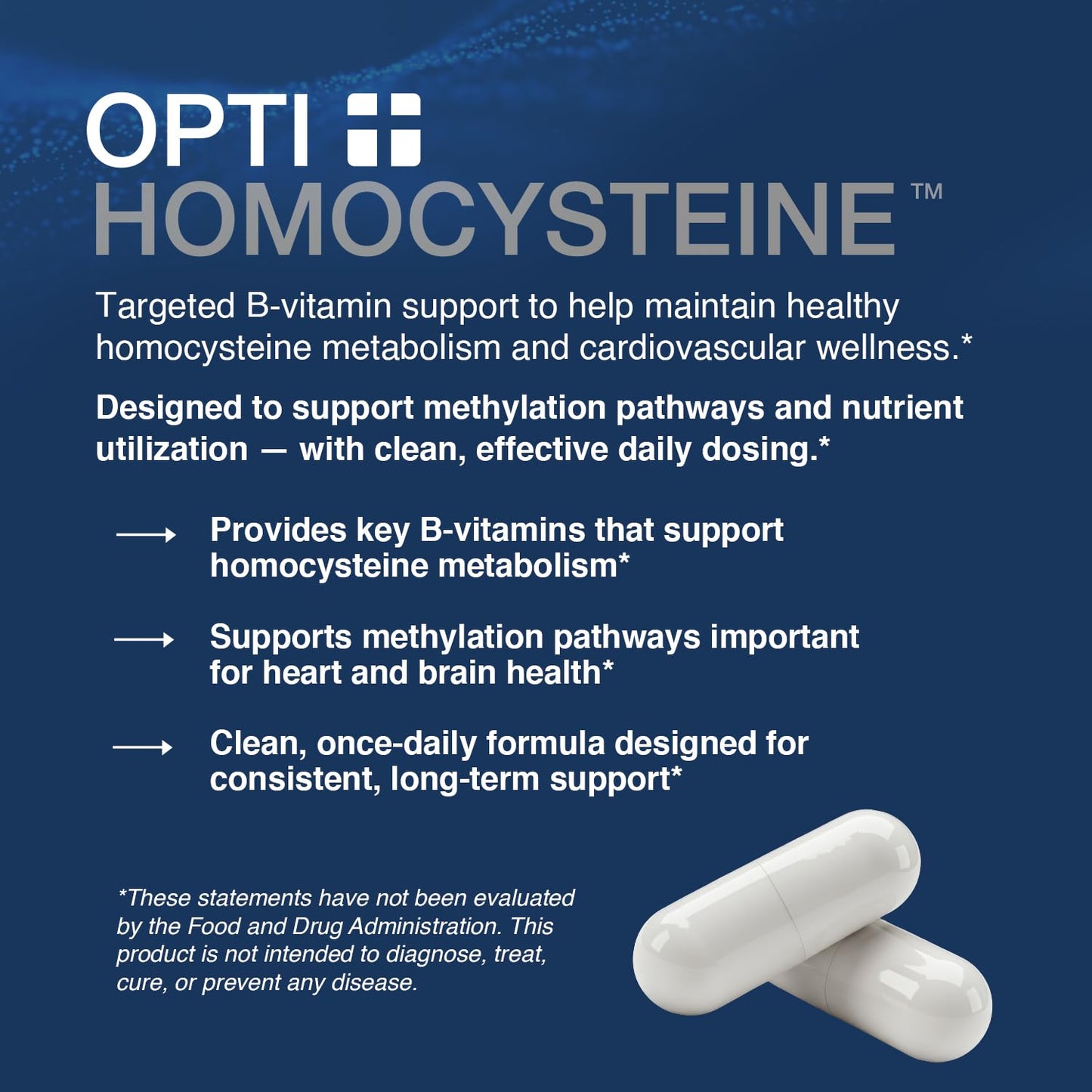 Opti + Homocysteine Capsules | Daily Brain and Heart Health Supplements* | Brain Supplement with Methylcobalamin & Methylfolate | 60 capsules/30 Servings - Maple Wellness Supplements