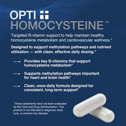 Opti + Homocysteine Capsules | Daily Brain and Heart Health Supplements* | Brain Supplement with Methylcobalamin & Methylfolate | 60 capsules/30 Servings - Maple Wellness Supplements