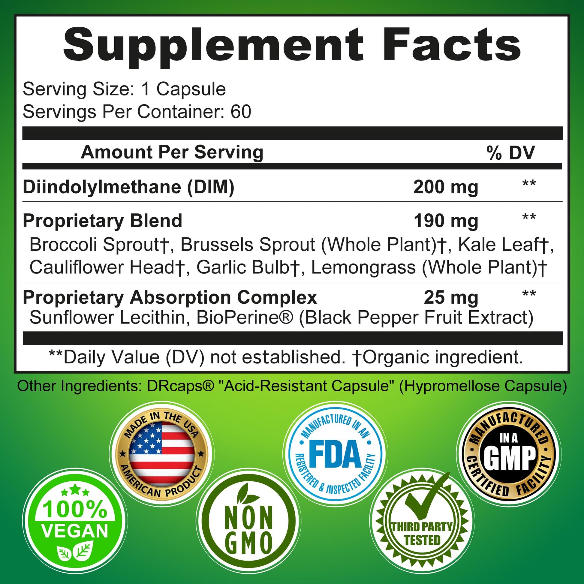 Optimal DIM 200mg Supplement for Women and Men - Made with Organic Whole Foods - Estrogen & Hormone Balance Support Diindolylmethane Complex - Maximum Absorption Delayed-Release Capsules - 60 Count - Maple Wellness Supplements