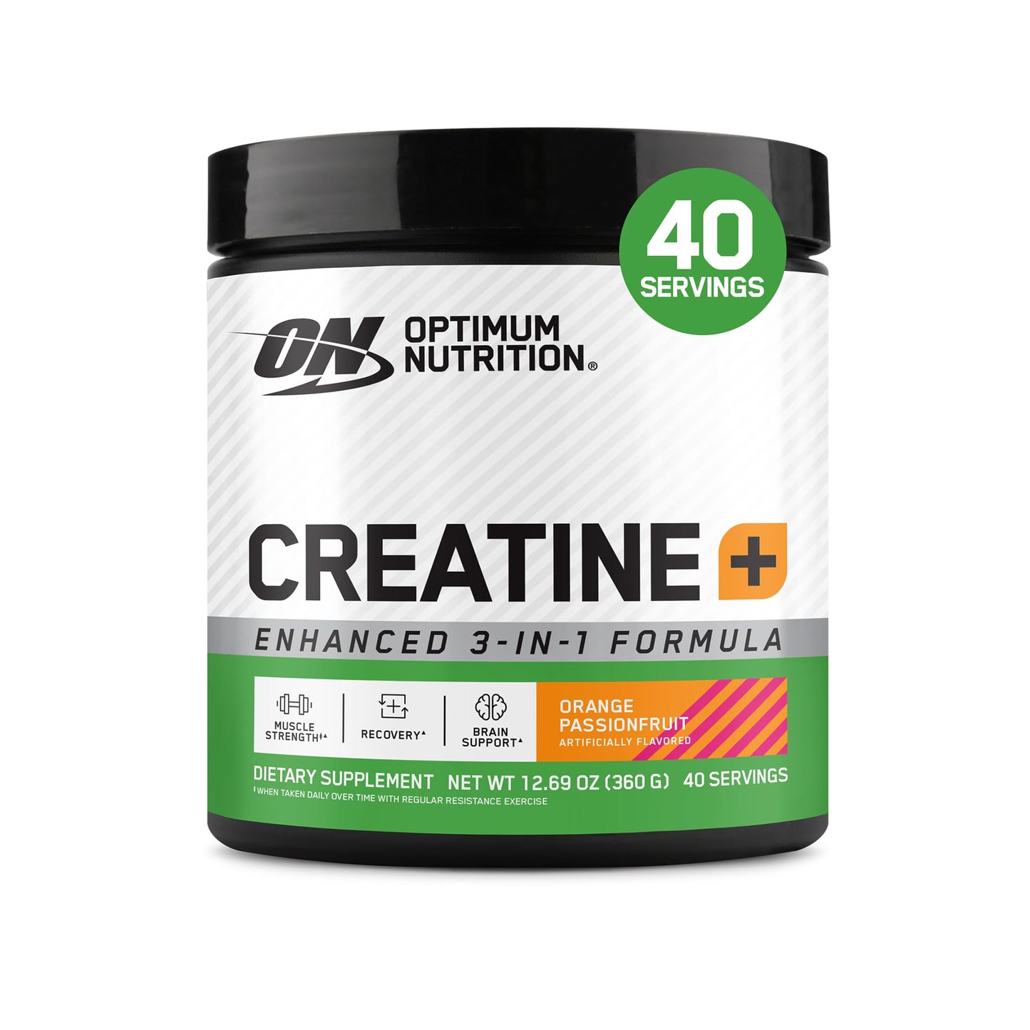 Optimum Nutrition Creatine Monohydrate Plus Powder, Orange Passionfruit Flavored Creatine Performance Blend With Electrolytes for Hydration, Added Vitamins, 40 Servings, 360 Grams (Packaging May Vary) - Maple Wellness Supplements