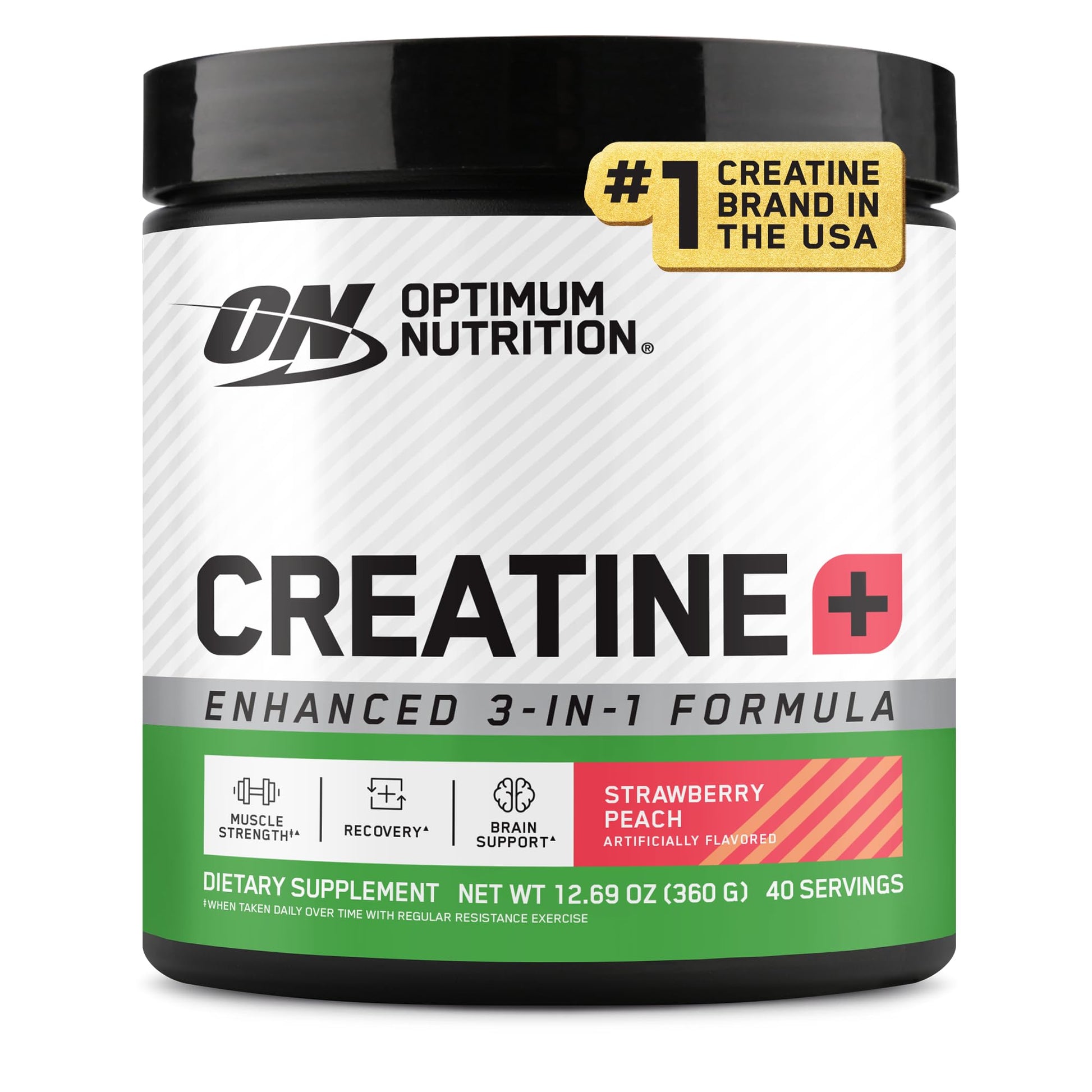 Optimum Nutrition Creatine Monohydrate Plus Powder, Strawberry Peach Flavored Creatine Performance Blend, with Electrolytes for Hydration, Added Vitamins - Maple Wellness Supplements