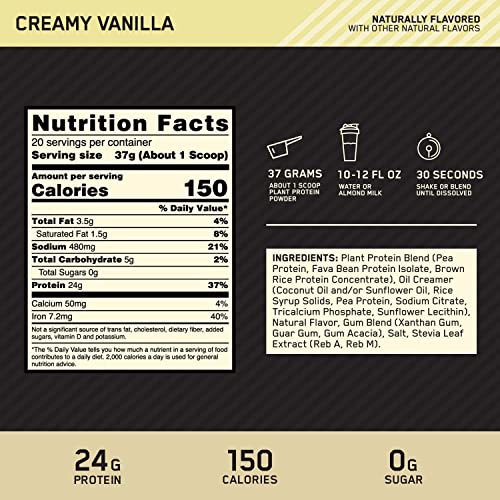 Optimum Nutrition Gold Standard 100% Plant Based Protein Powder, Gluten Free, Vegan - Maple Wellness Supplements