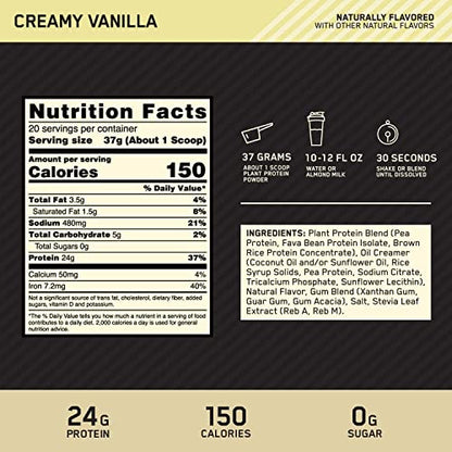 Optimum Nutrition Gold Standard 100% Plant Based Protein Powder, Gluten Free, Vegan - Maple Wellness Supplements