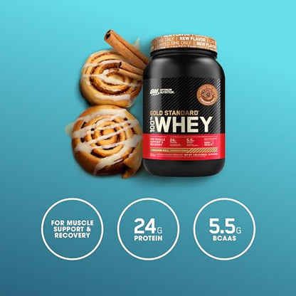 Optimum Nutrition Gold Standard 100% Whey Protein Powder, Cinnamon Roll, 2 Pound - Maple Wellness Supplements