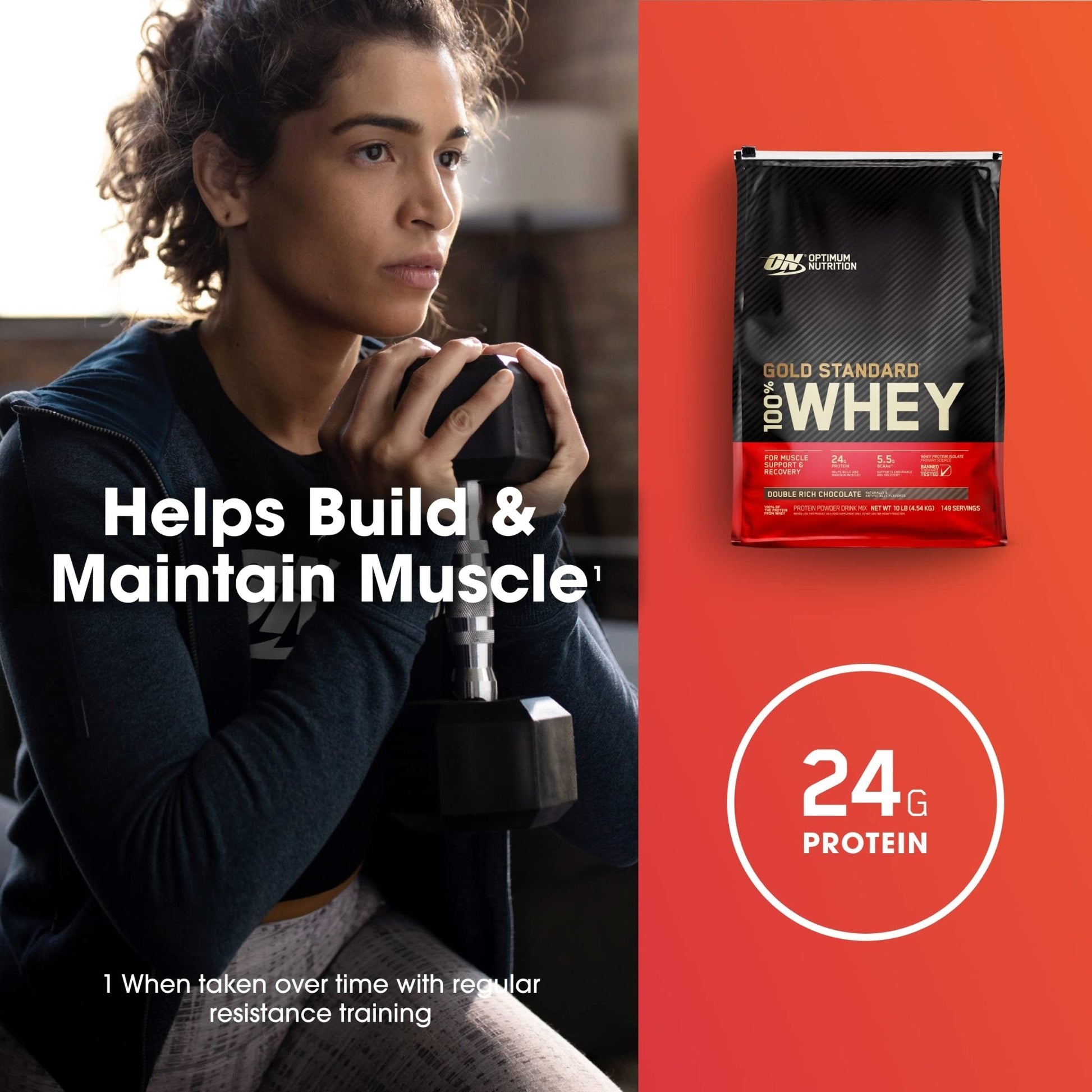 Optimum Nutrition Gold Standard 100% Whey Protein Powder, Double Rich Chocolate - Maple Wellness Supplements