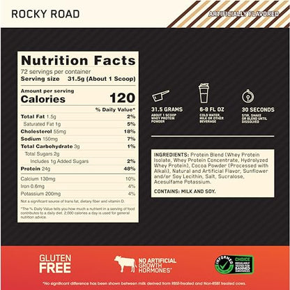 Optimum Nutrition Gold Standard 100% Whey Protein Powder, Rocky Road, 5 Pound - Maple Wellness Supplements