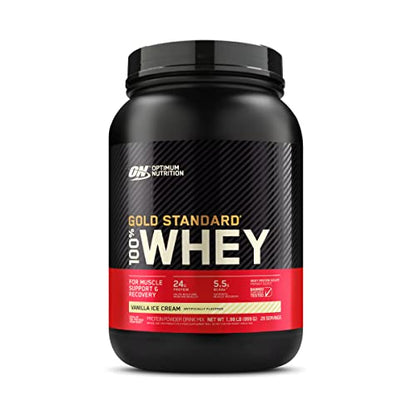 Optimum Nutrition Gold Standard 100% Whey Protein Powder, Vanilla Ice Cream, 2 Pound - Maple Wellness Supplements