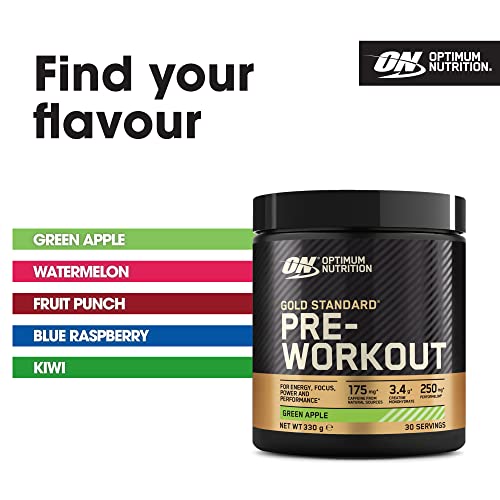 Optimum Nutrition Gold Standard Pre Workout Green Apple Flavoured Powder, 330g - Maple Wellness Supplements