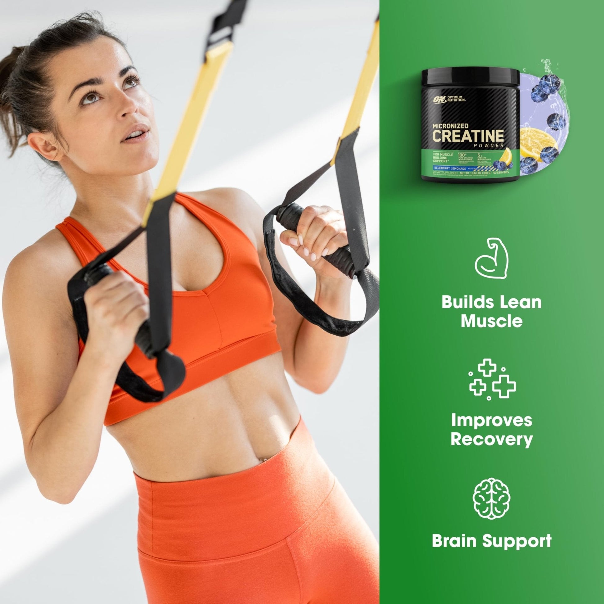 Optimum Nutrition Micronized Creatine Monohydrate Powder, Blueberry Lemonade Creatine, 60 Servings, 360 Grams (Packaging May Vary) - Maple Wellness Supplements