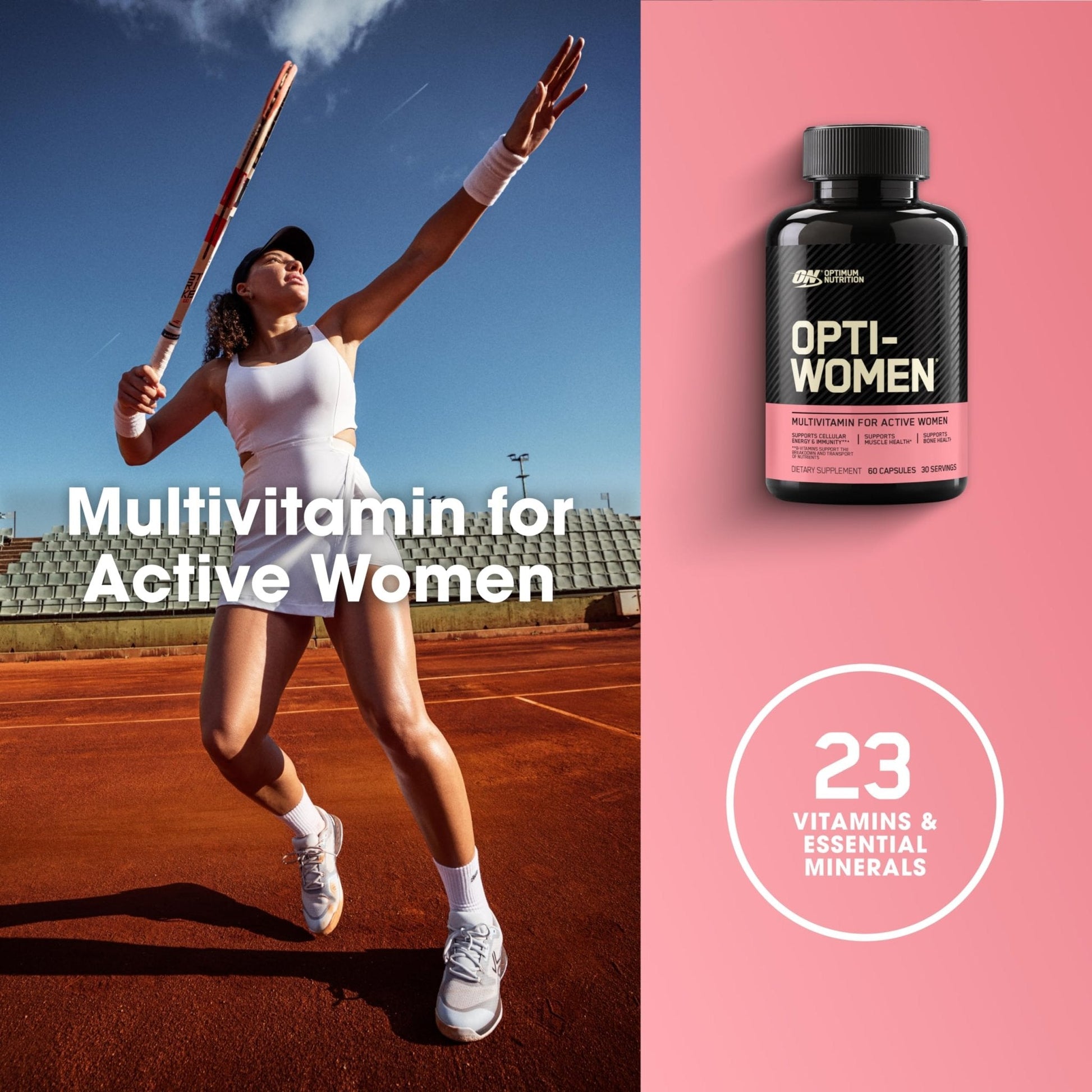 Optimum Nutrition Opti-Women, Vitamin C, Zinc and Vitamin D for Immune Support Womens Daily Multivitamin Supplement with Iron, Capsules, 120 Count - Maple Wellness Supplements