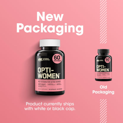 Optimum Nutrition Opti-Women, Vitamin C, Zinc and Vitamin D for Immune Support Womens Daily Multivitamin Supplement with Iron, Capsules, 120 Count - Maple Wellness Supplements