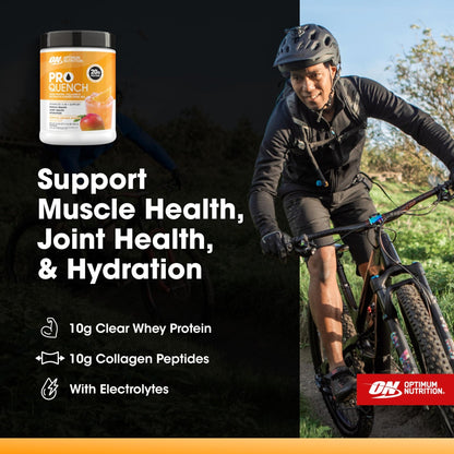 Optimum Nutrition Pro Quench, 10g Clear Protein, 10g Collagen peptides & Electrolyte Powder Drink Mix, Tropical Orange Mango, 20 Servings, - Maple Wellness Supplements