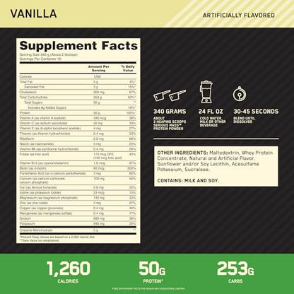 Optimum Nutrition Serious Mass Weight Gainer Protein Powder Vitamin C Zinc and Vitamin - Maple Wellness Supplements