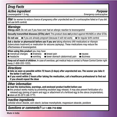 Option 2, Compare to Plan B | Emergency Contraceptive | Morning After Pill, 1 Tablet - Maple Wellness Supplements