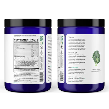 Ora Organic Greens Powder - Vegan, Gluten-Free, Organic Super Greens Drink for Energy and Detox | Antioxidants & Adaptogenic Herbs | 20+ Superfood Greens Blend - Citrus Flavor, 30 Servings - Maple Wellness Supplements