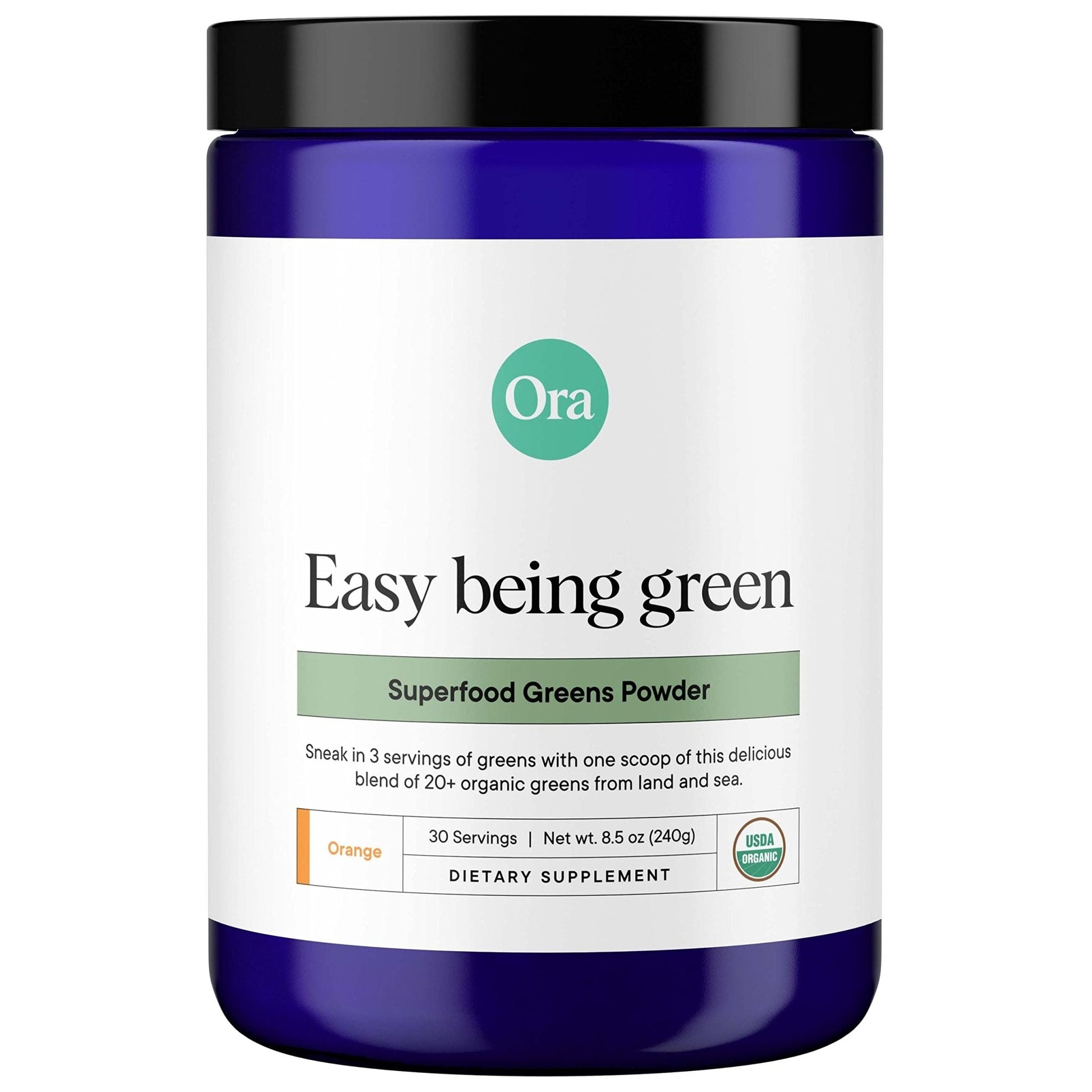 Ora Organic Greens Powder - Vegan, Gluten-Free, Organic Super Greens Drink for Energy and Detox | Antioxidants & Adaptogenic Herbs | 20+ Superfood Greens Blend - Citrus Flavor, 30 Servings - Maple Wellness Supplements