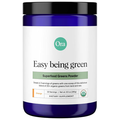 Ora Organic Greens Powder - Vegan, Gluten-Free, Organic Super Greens Drink for Energy and Detox | Antioxidants & Adaptogenic Herbs | 20+ Superfood Greens Blend - Citrus Flavor, 30 Servings - Maple Wellness Supplements