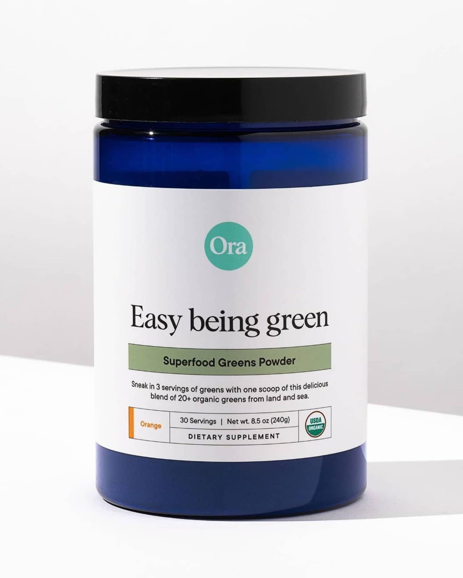 Ora Organic Greens Powder - Vegan, Gluten-Free, Organic Super Greens Drink for Energy and Detox | Antioxidants & Adaptogenic Herbs | 20+ Superfood Greens Blend - Citrus Flavor, 30 Servings - Maple Wellness Supplements