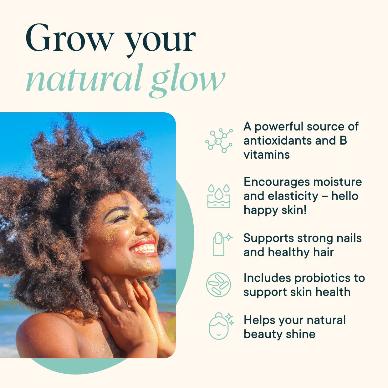 Ora Organic Hair, Skin, and Nails Support- BeYouTiful - Beauty Supplement with B Vitamins and Algae Extracts for Healthy Hair and Skin - 60 Vegan Capsules - Maple Wellness Supplements