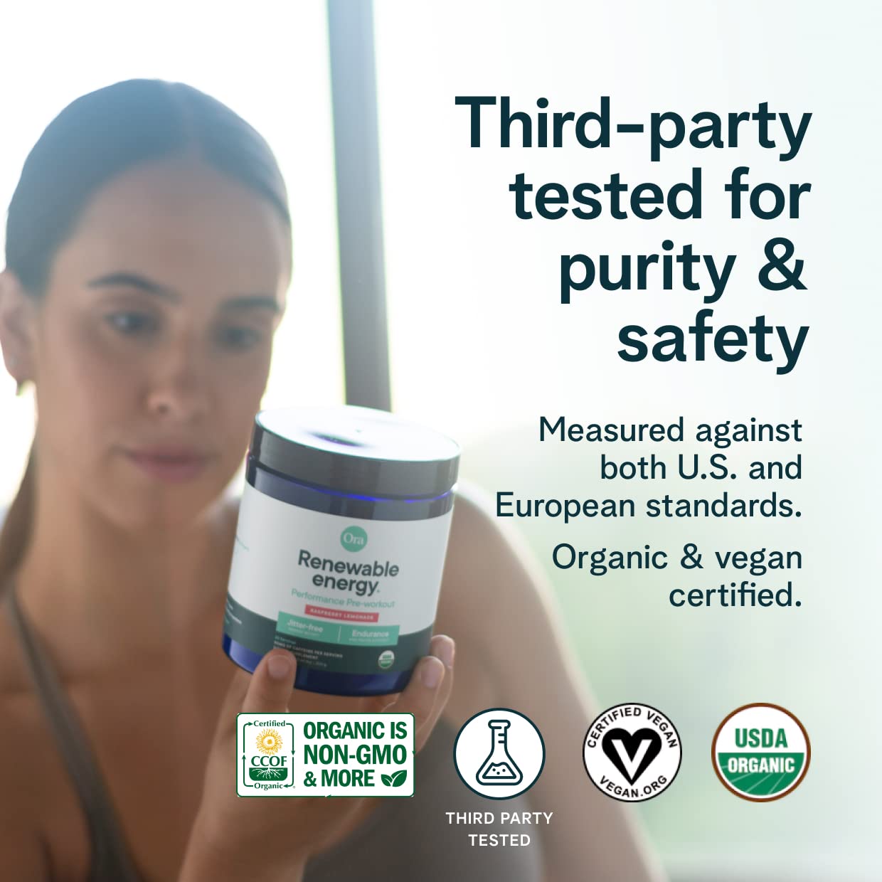 Ora Organic Natural Pre Workout Powder - Raspberry Lemonade Flavor- Provides Jitter Free Energy, Focus, Hydration, & Endurance - Vegan, Certified Organic, Soy, Dairy, & Gluten Free, 20 Servings - Maple Wellness Supplements