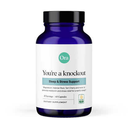 Ora Organic Natural Sleep Aid Supplement Stress Support Calming Herbal Blend with Melatonin from Tart Cherry - Includes Magnesium Citrate, Valerian Root, and Lemon Balm - 1 Month Supply, 60 Capsules - Maple Wellness Supplements