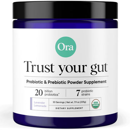 Ora Organic Prebiotic and Probiotic Powder Supplement - 20 Billion Probiotics, 7 Strains for Best Prebiotic Powder, Non-GMO, Probiotics for Women, Men & Kids - Maple Wellness Supplements