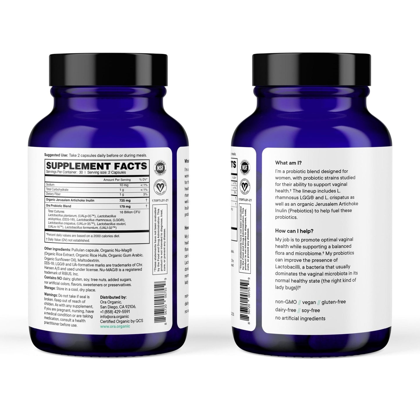 Ora Organic Probiotic for Women with L. crispatus, 6 Clinically Studied Lactobacillus Strains for Vaginal, pH & Urinary Tract Health, - Maple Wellness Supplements