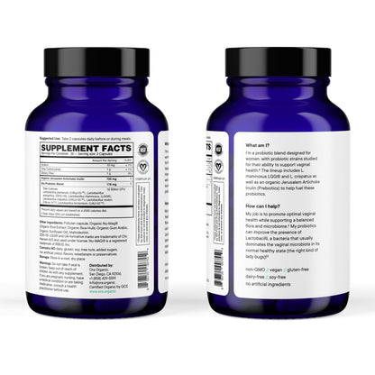Ora Organic Probiotic for Women with L. crispatus, 6 Clinically Studied Lactobacillus Strains for Vaginal, pH & Urinary Tract Health, - Maple Wellness Supplements