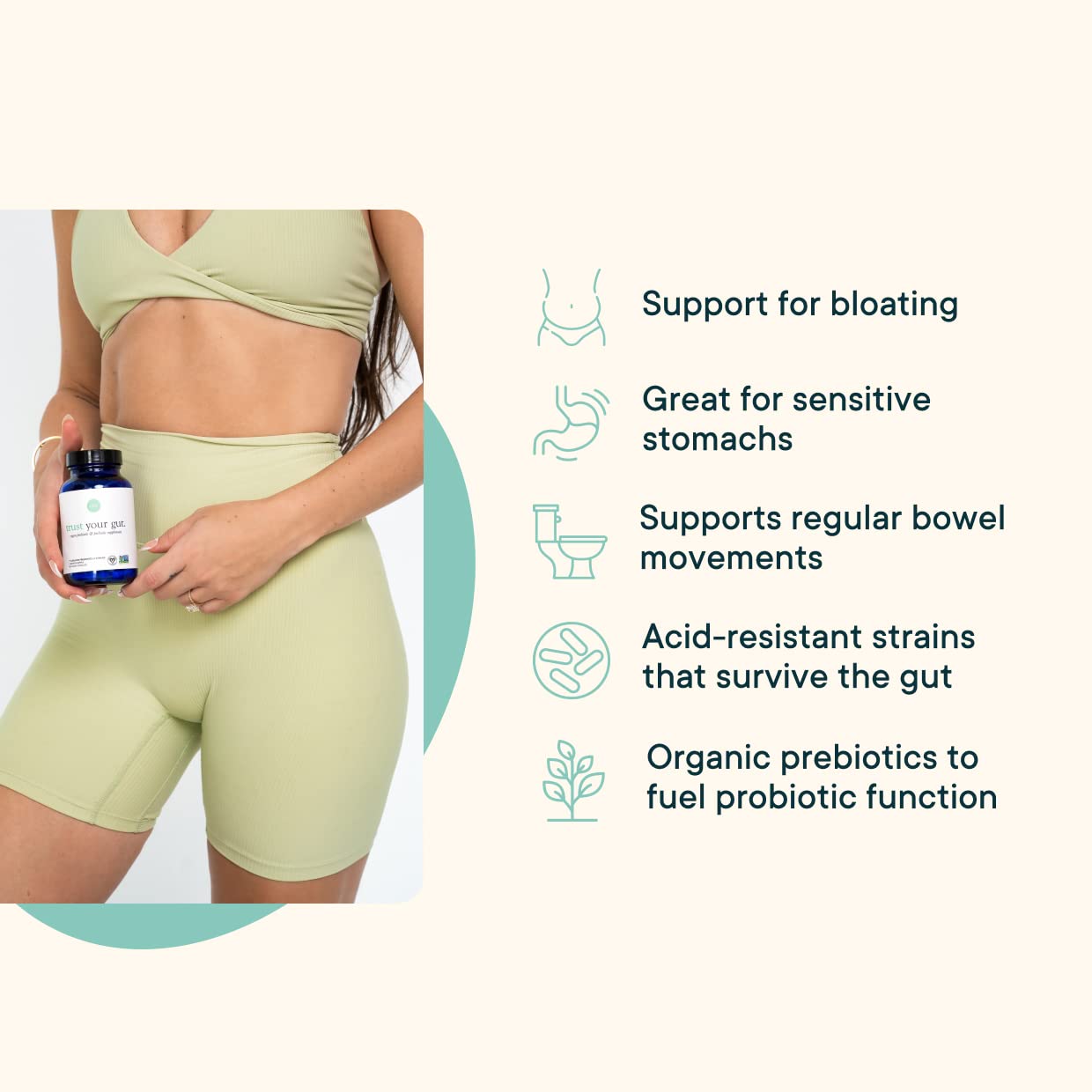 Ora Organic Probiotics with Prebiotics for Digestive Health 16 Billion CFU - Trust Your Gut - Strains - Acidophilus Lactobacillus Breve Bifidum Lactis - Maple Wellness Supplements