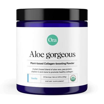 Ora Organic Vegan Collagen-Boosting Powder for Women and Men - Hair, Skin, & Nails Support - Bamboo Silica, Plant-Based Protein, Organic Vitamin C, Aloe Vera - Vanilla Flavor, 20 Servings - Maple Wellness Supplements