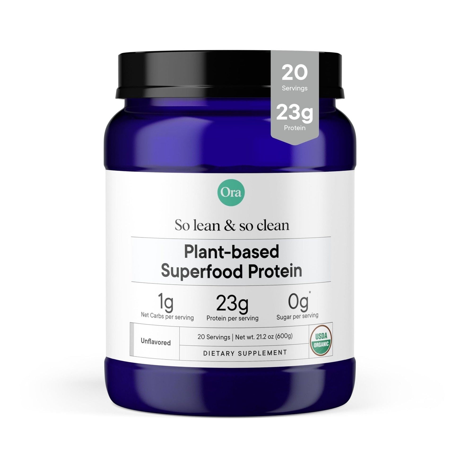 Ora Organic Vegan Protein Powder - 23g Plant Based Pea Protein Unflavored - Maple Wellness Supplements