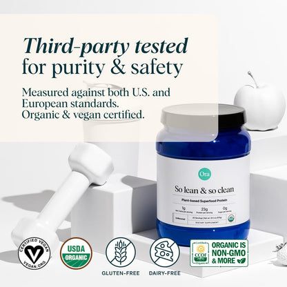 Ora Organic Vegan Protein Powder - 23g Plant Based Pea Protein Unflavored - Maple Wellness Supplements