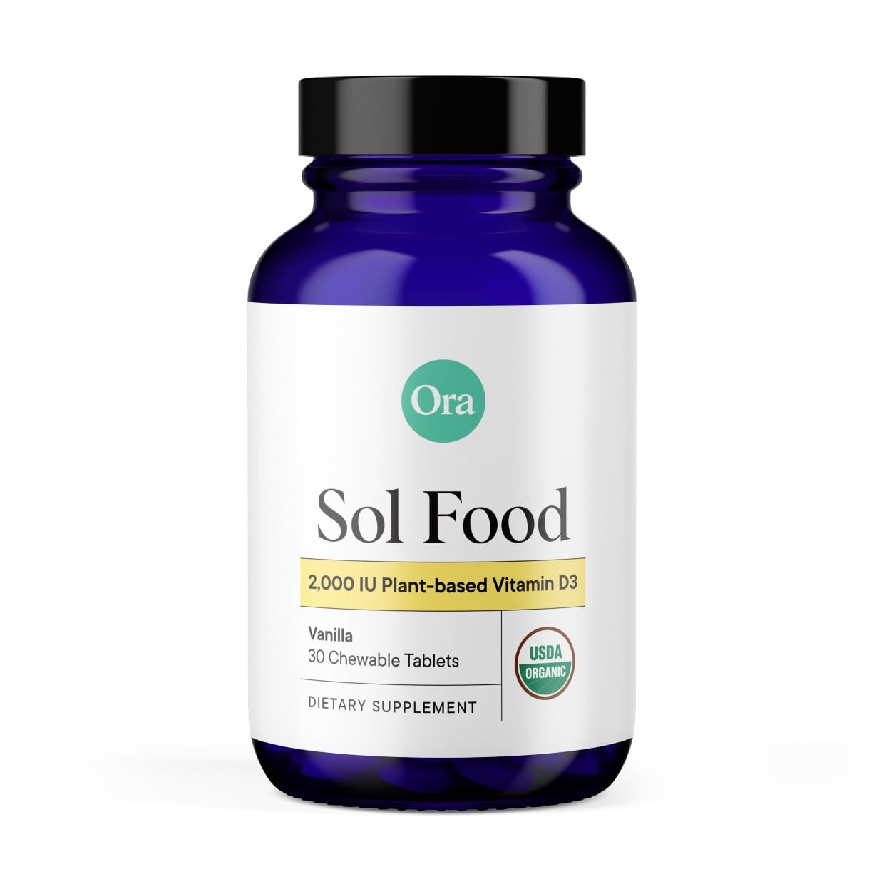 Ora Organic Vitamin D3 2000IU - Vegan Vitamin D Chewables from Lichen for Bone Health, Immune Support, & Mood | Maximum Absorption - 1 Month Supply, 30 Vegan Chewable Vanilla Tablets - Maple Wellness Supplements
