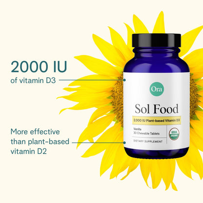 Ora Organic Vitamin D3 2000IU - Vegan Vitamin D Chewables from Lichen for Bone Health, Immune Support, & Mood | Maximum Absorption - 1 Month Supply, 30 Vegan Chewable Vanilla Tablets - Maple Wellness Supplements