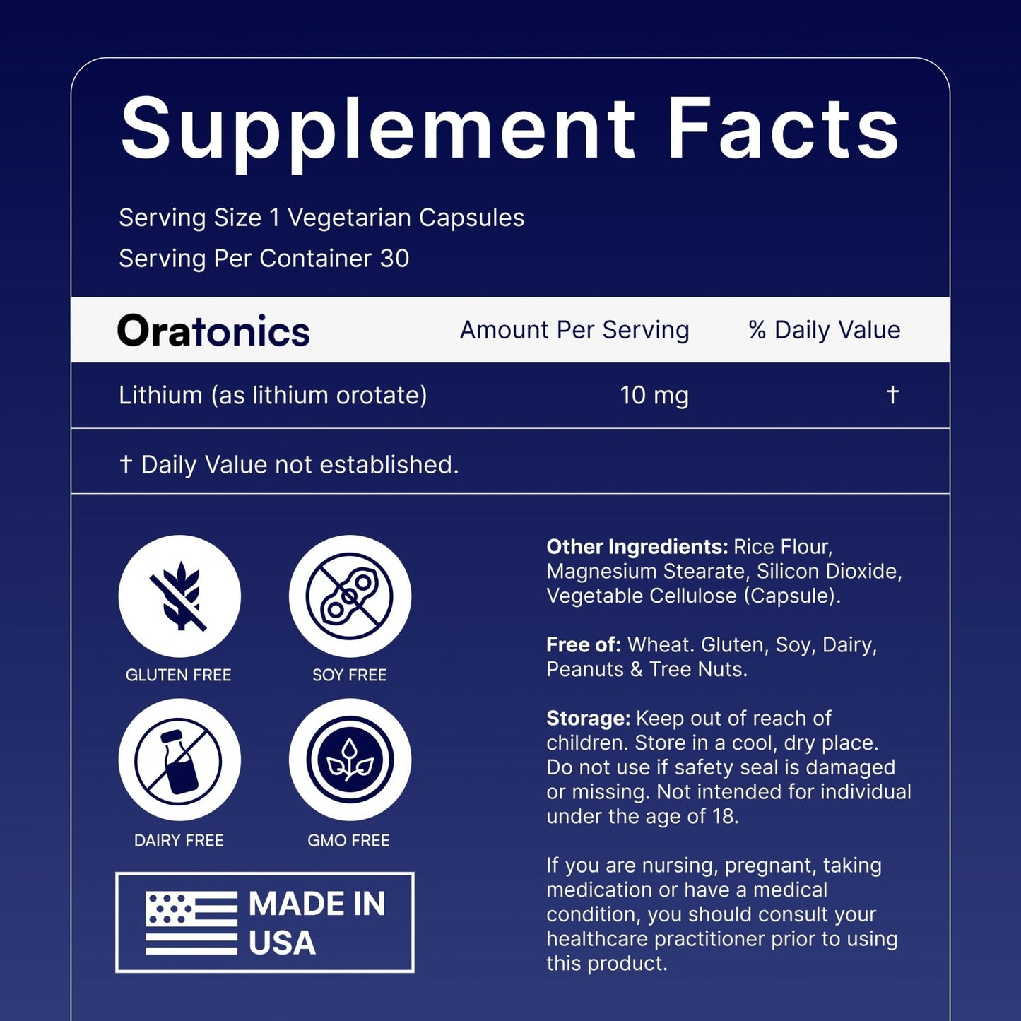 Oratonics Lithium Orotate 10mg – Trace Mineral Lithium Supplement for Daily Balance & Cognitive Clarity – Low-Dose, Highly Absorbable Formula – Vegan - Maple Wellness Supplements
