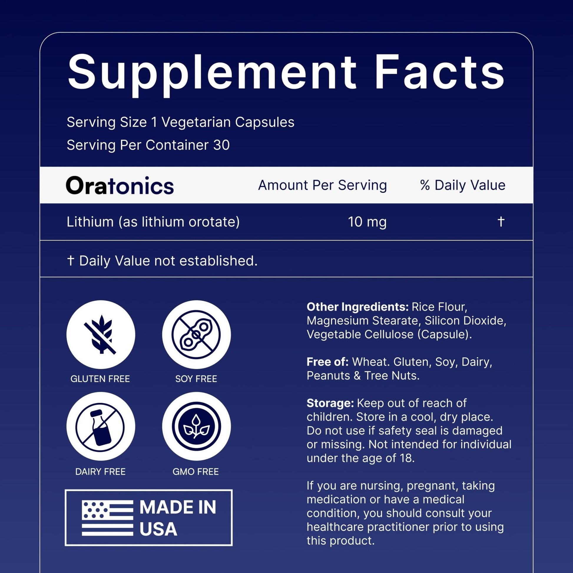 Oratonics Lithium Orotate 10mg – Trace Mineral Lithium Supplement for Daily Balance & Cognitive Clarity – Low-Dose, Highly Absorbable Formula – Vegan - Maple Wellness Supplements