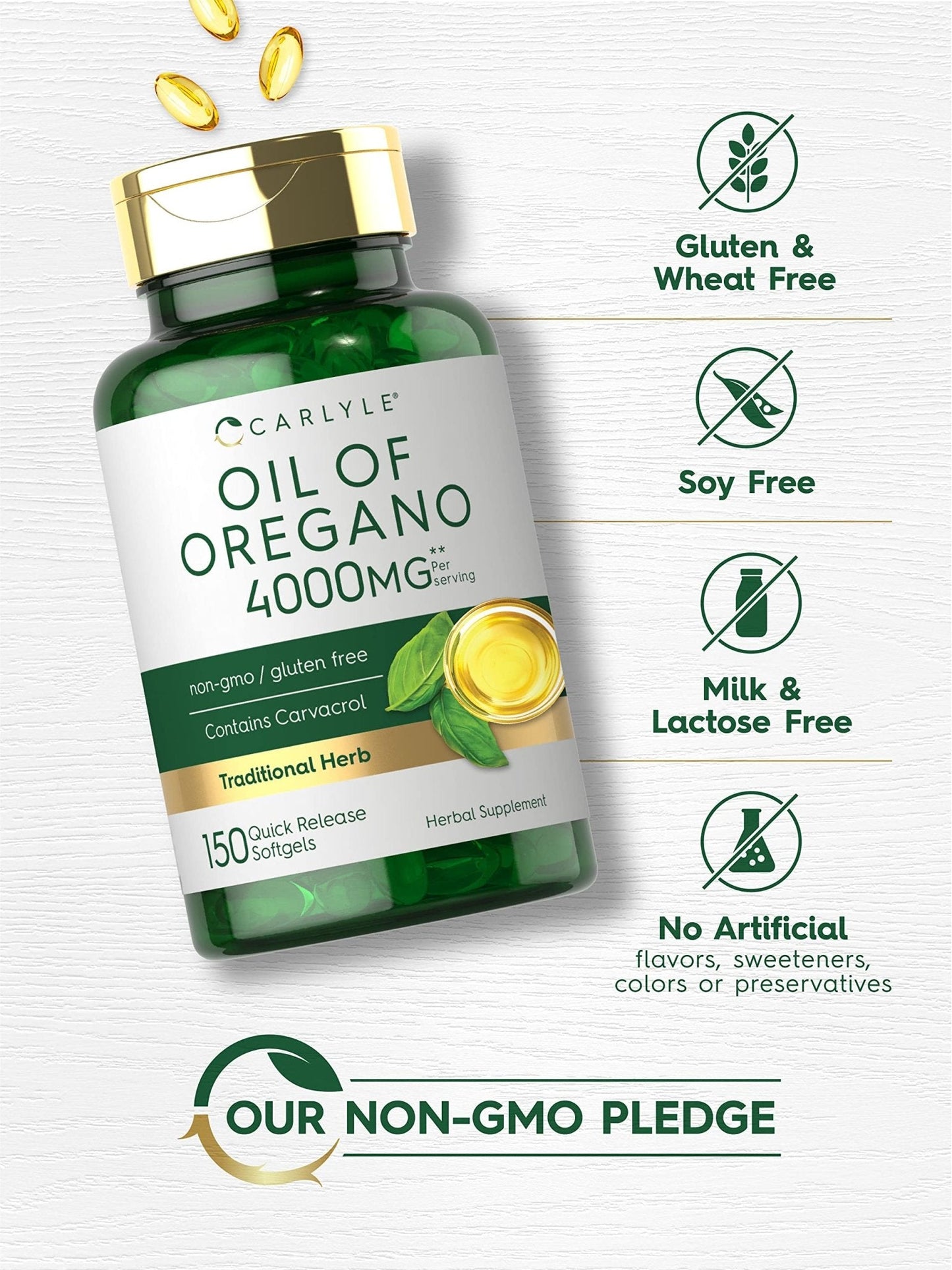 Oregano Oil Extract | Max Potency | 150 Softgel Capsules | Non-GMO and Gluten - Maple Wellness Supplements