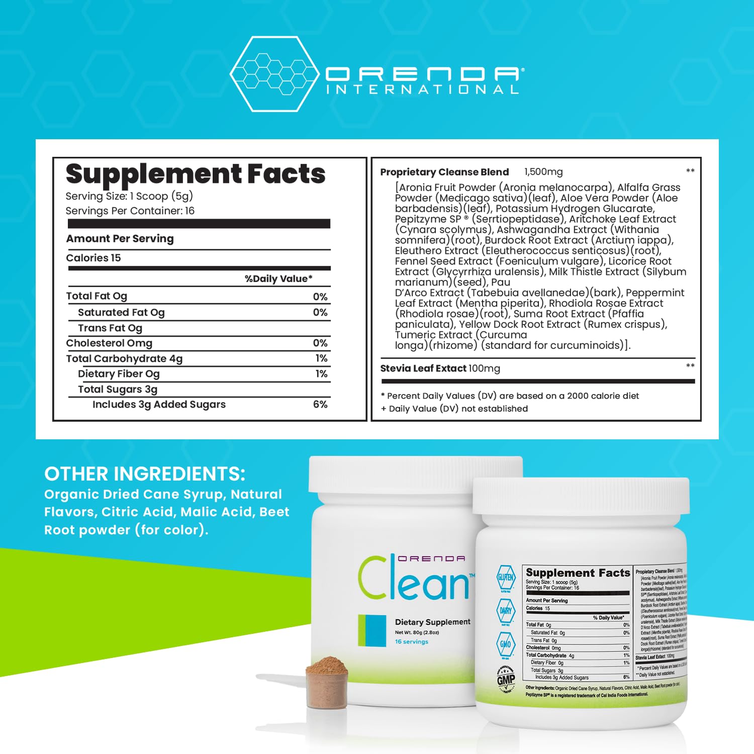Orenda Clean - Peptizyme-SP EN, Aronia Berry, Aloe Vera and More for Digestive Support - Nutrient-Rich Supplement for Wellness - 80g, 16 Servings - Maple Wellness Supplements