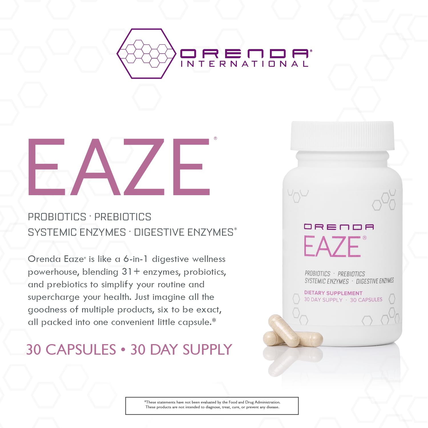 Orenda Eaze®: Gut Wellness Capsules | 6-in-1 Digestive Support with Probiotics, Endospores, Peptizyme-SP EN, Prebiotics, and Digestive Enzymes - Maple Wellness Supplements