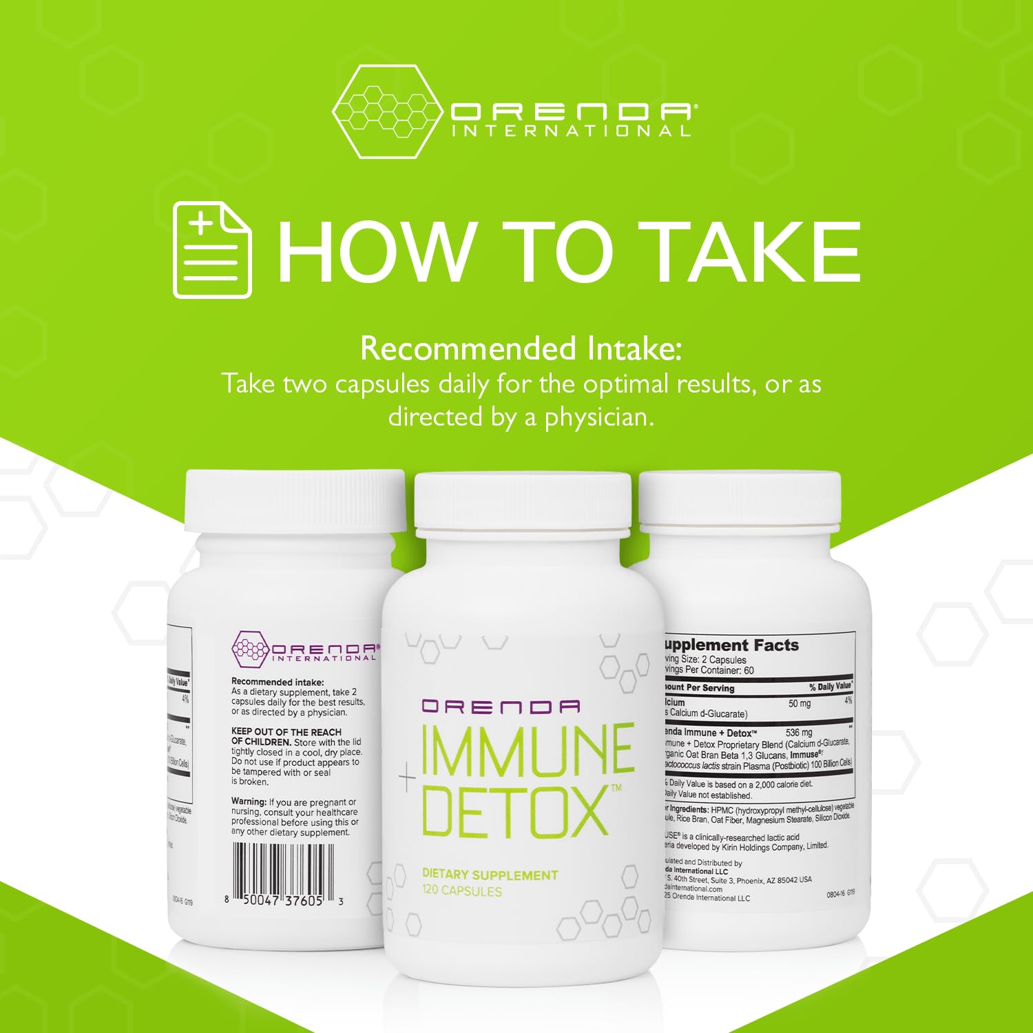 Orenda Immune + Detox - Specialized Formula with Calcium d-Glucarate, Beta 1,3 Glucans & IMMUSE® for Wellness and Balance - 120 Capsules - Maple Wellness Supplements