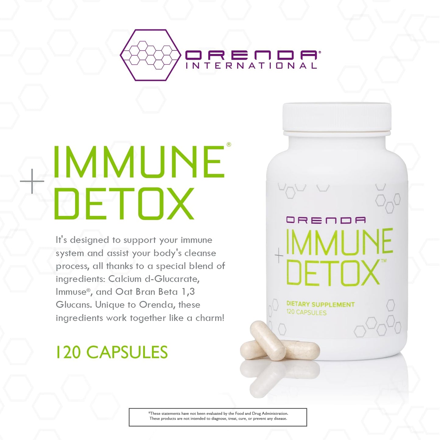 Orenda Immune + Detox - Specialized Formula with Calcium d-Glucarate, Beta 1,3 Glucans & IMMUSE® for Wellness and Balance - 120 Capsules - Maple Wellness Supplements
