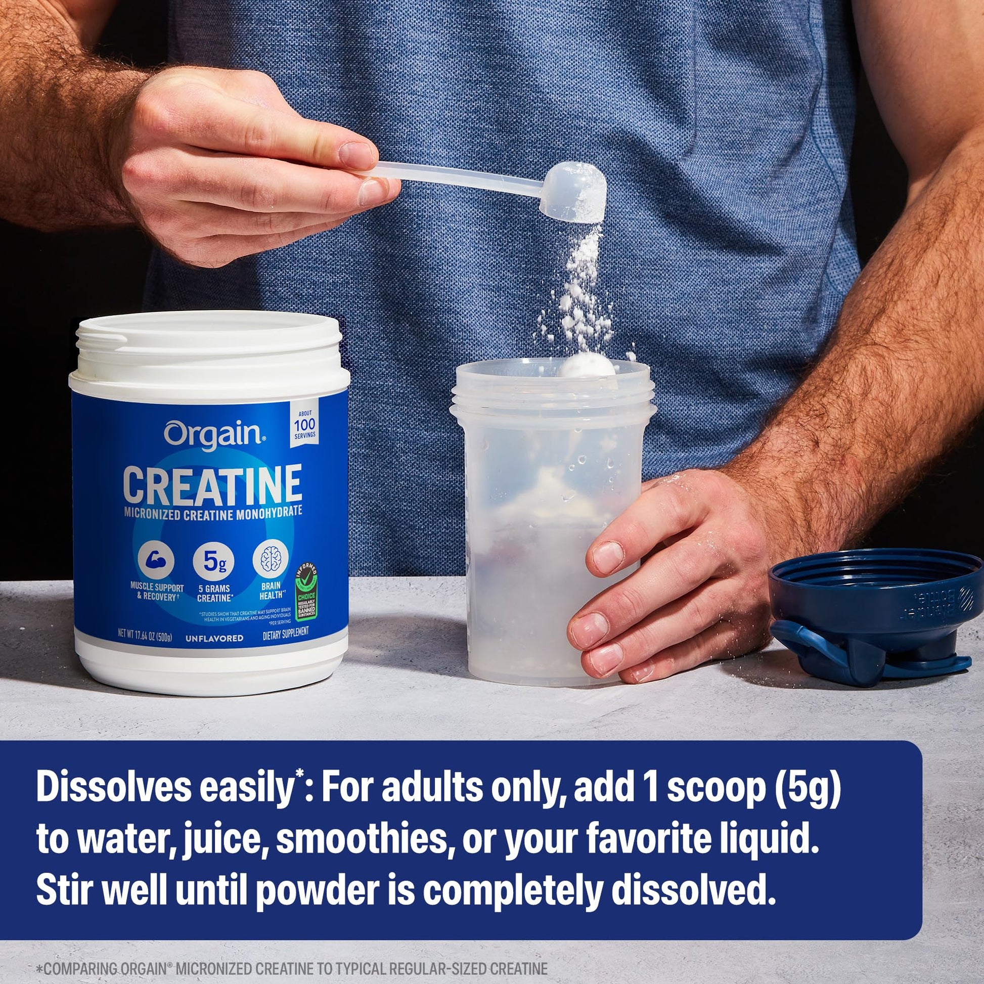 Orgain Creatine Monohydrate Micronized Powder, 100 Servings, Unflavored, Supports Muscle Growth, Post Workout Recovery and Brain Health, No Artificial Additives - Maple Wellness Supplements