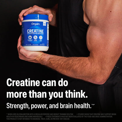 Orgain Creatine Monohydrate Micronized Powder, 100 Servings, Unflavored, Supports Muscle Growth, Post Workout Recovery and Brain Health, No Artificial Additives, for Men & Women, Vegan - Maple Wellness Supplements