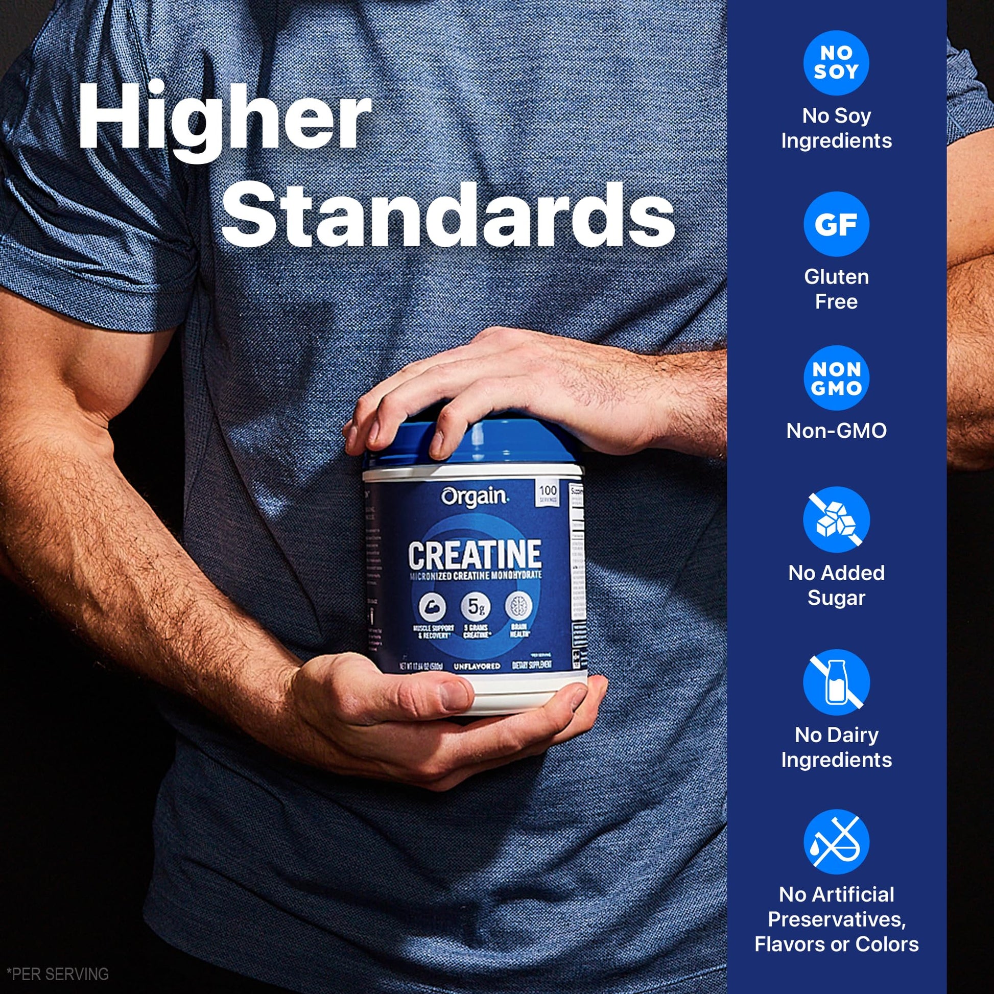 Orgain Creatine Monohydrate Micronized Powder, 100 Servings, Unflavored, Supports Muscle Growth, Post Workout Recovery and Brain Health, No Artificial Additives, for Men & Women, Vegan - Maple Wellness Supplements