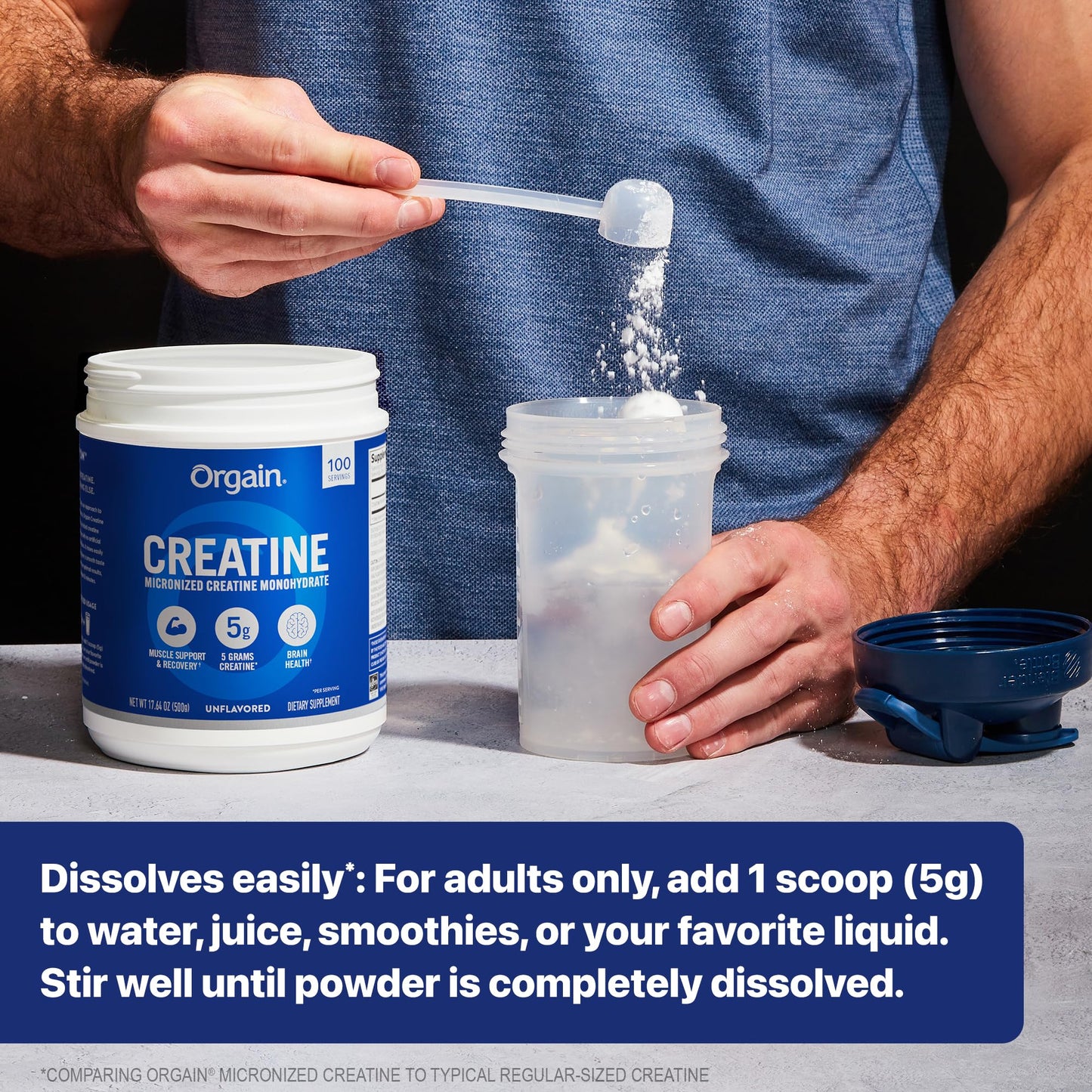 Orgain Creatine Monohydrate Micronized Powder, 100 Servings, Unflavored, Supports Muscle Growth, Post Workout Recovery and Brain Health, No Artificial Additives, for Men & Women, Vegan - Maple Wellness Supplements