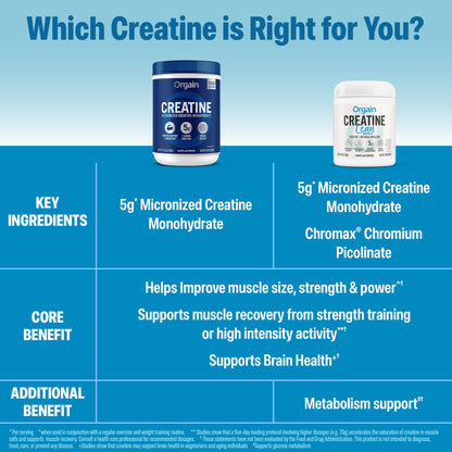 Orgain Micronized Creatine Monohydrate Lean Muscle Powder with Metabolism Blend, Unflavored, 50 Servings, Supports Muscle Strength and Brain Health, No Dairy or Soy, Gluten Free, Vegan - Maple Wellness Supplements